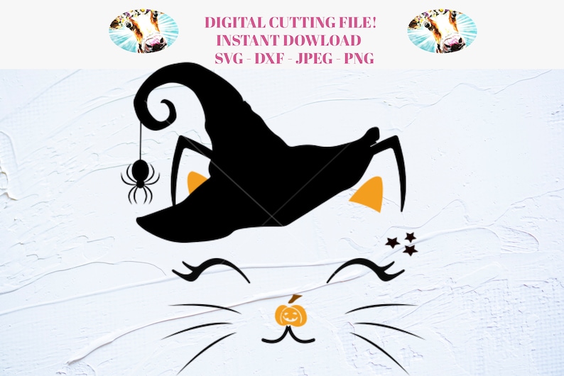 Download Witch Cat Cute Halloween SVG DXF cut file for Cricut or | Etsy