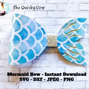 Mermaid Hair Bow SVG, DXF template for Cricut and Silhouette