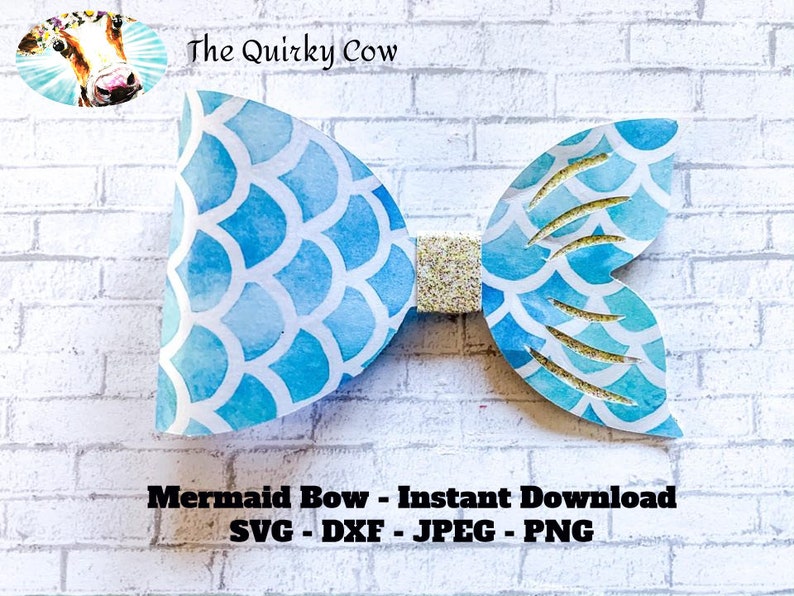 Download Mermaid Hair Bow SVG DXF template for Cricut and ...