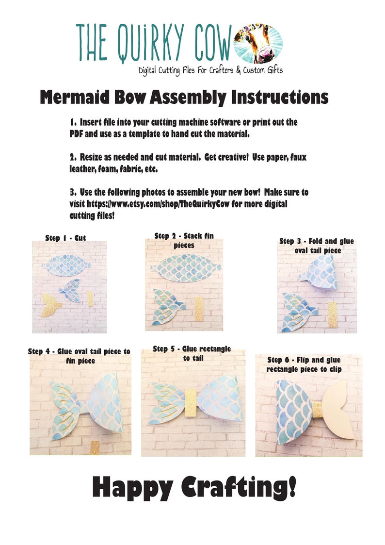 Download Mermaid Hair Bow Svg Dxf Template For Cricut And Silhouette Craft Supplies Tools Papercraft