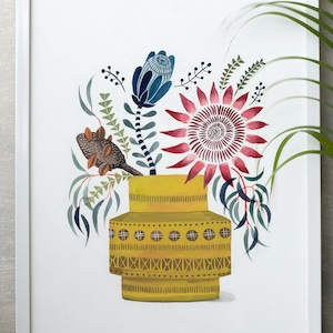 Colourful Australian Native Flower Print, Protea Botanical Artwork, Limited Edition Art Print, Modern Floral Wall Decor