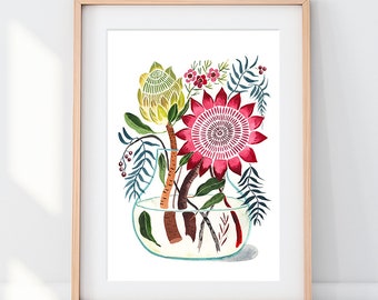 Australian Flower Print by Sydney artist Sally Browne. Signed and editioned with certificate.