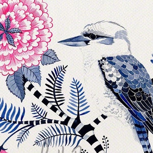 Kookaburra and Peony Australian Botanical Fine Art Signed and editioned Print by Sally Browne image 2