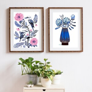 Kookaburra and Peony Australian Botanical Fine Art Signed and editioned Print by Sally Browne image 5