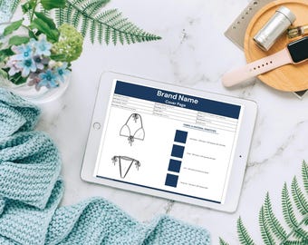 Canva Tech Pack Template | String Bikini Swimwear Spec Sheet | Fashion Designer | Clothing Brand | Factory-Ready | Garment Production