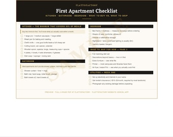 Lista de verificación para el primer apartamento / Elementos esenciales para la habitación, configuración de servicios públicos (PDF)