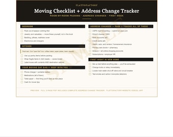Lista de verificación para la mudanza y registro de direcciones / Embalaje de habitaciones, servicios públicos, primera semana (descarga en PDF)
