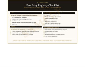 Lista de verificación para el registro del bebé / Guía de artículos esenciales, artículos que se pueden omitir y artículos de lujo (Descarga en PDF)