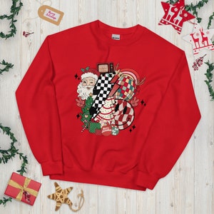 Sudadera retro navideña con cuello redondo y diseño de Little Debbie Christmas Tree Cakes Sudadera navideña con cara sonriente Suéter navideño preppy unisex