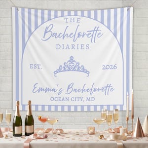 The Bachelorette Diaries Banner, Princess Tiara Bach Party Sign, Custom Backdrop, Bach Diaries Girls Weekend