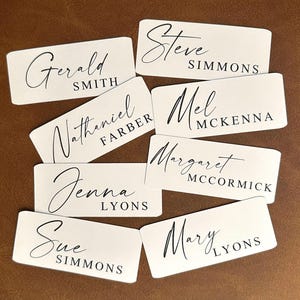 Personalized Wedding Name Tags - Flat Lay - Customized Seating Place Cards, Minimalist Design, Table Seating Chart Escort Cards
