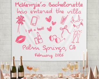 Personalized Island Bachelorette Banner, Villa Bach Party Decor, Beach Coastal Backdrop