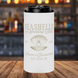Seashells & Wedding Bells Can Cooler: Bachelorette Party Favor