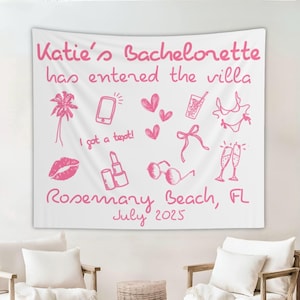 Bach Island Bachelorette Banner, Personalized Island Love Tapestry, Bach Party Decor, Hot Bombshell enters the Villa, I got a Text Backdrop