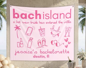 Pancarta para despedida de soltera en Bach Island: Decoración para fiestas con ambiente de villa