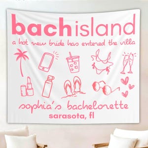 Bach Island Bachelorette Banner Sign, Island Bach Party Decor, Hot Bride Enters the Villa