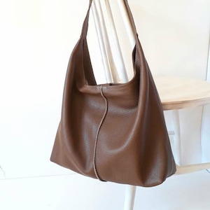 RIGA Hobo bag, brown leather bag, Leather tote, slouchy bag, leather hand bag, lined bag,soft leather bag, black leather bag,hobo bag