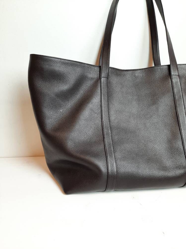 Large Brown Leather Bag Leather Shopper Bag Weekender Bag - Etsy