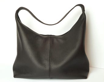 RIGA leather Hobo bag, size for laptop 16'', Work and studies tote