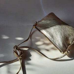 Sac à bandoulière doré avec mini sac en cuir, sac simple, petit sac, pochette, pochette en argent, étui pour téléphone argent foncé image 5