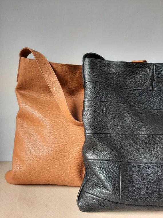 Buy Genuine Leather One Strap Shoulder Bag Flat Big Tote Bag