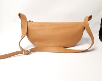 HONY Genuine Leather Croissant Bag: Half Moon Crossbody Sling