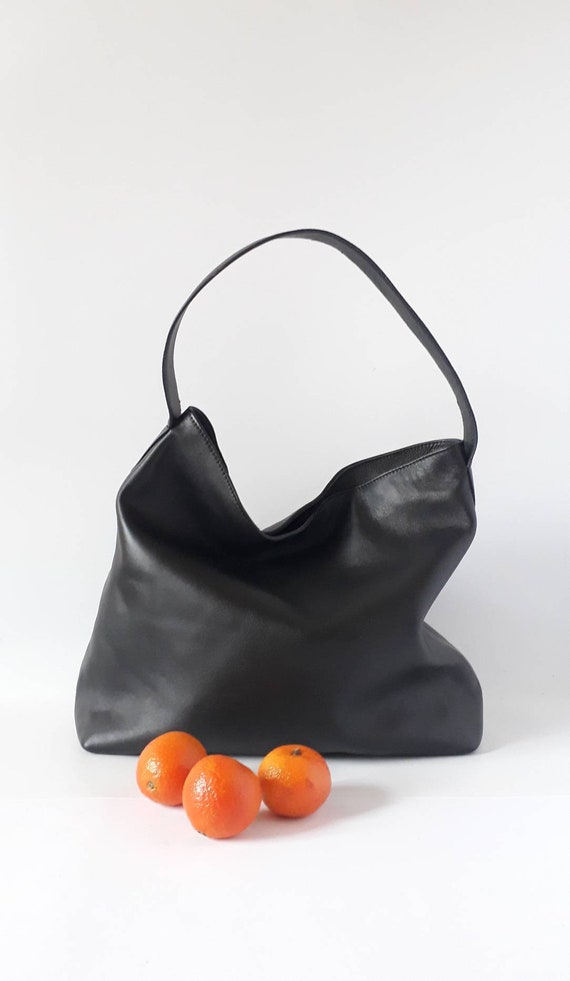 GENRIKA Leather Shoulder Bag,hobo Bag, Black Leather Tote