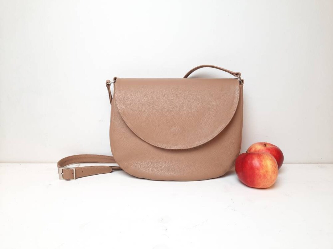 ANNA Leather Crossbody Saddle Bag, Minimalistic Shoulder Bag, Crossbody ...