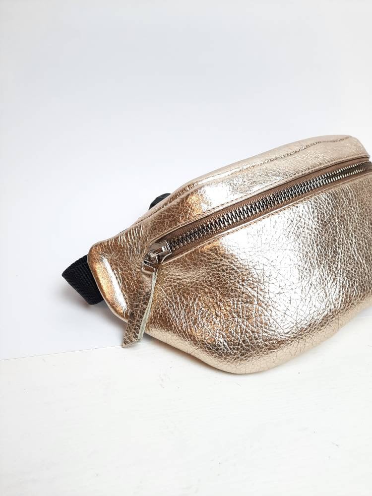 Gold Fanny Pack, Metallic Belt Bag, Hip Bag, Bum Bag, Festival Bag