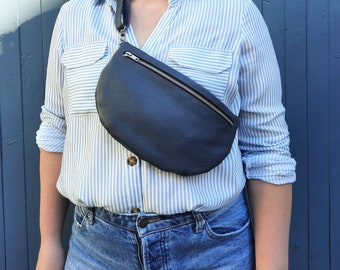 HALFMOON flat leather waist bag, soft leather fanny pack, festival bag, hip bag, belly bag, small purse, crossbody bag, sholder bag