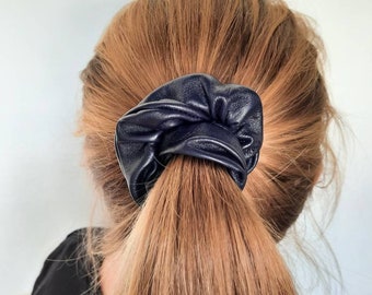 Leather scrunchies, Lambskin scrunchies, leather hair ties, ponytail holder, leather elastic, hair wrap,  leather bracelet, luxury hair ties