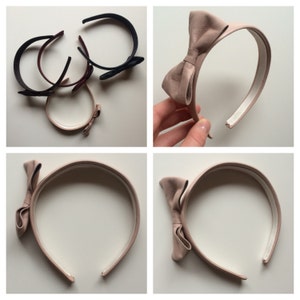 Beige bow headband, leather headband,adult headband, womens accessories, womens headband, Blair Waldorf style hair accessory