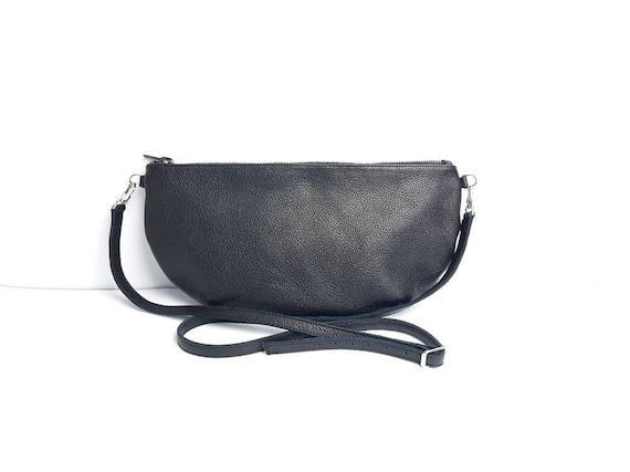 Leather Half Moon Crossbody Bag: Removable Strap Clutch - Etsy