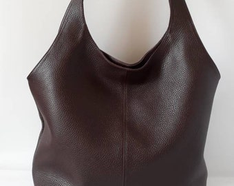TASH Large dark brown leather bag, tote, hobo bag,slouchy bag, leather hand bag, lined bag,soft leather bag, black leather bag,leather bag