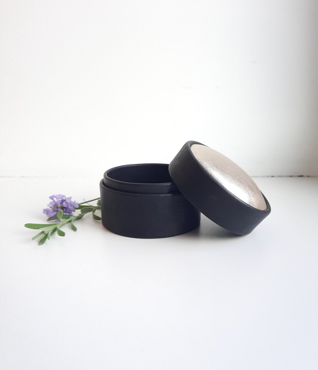 Round Leather Box for Accessories Jewelry Box Gold Leather Etsy