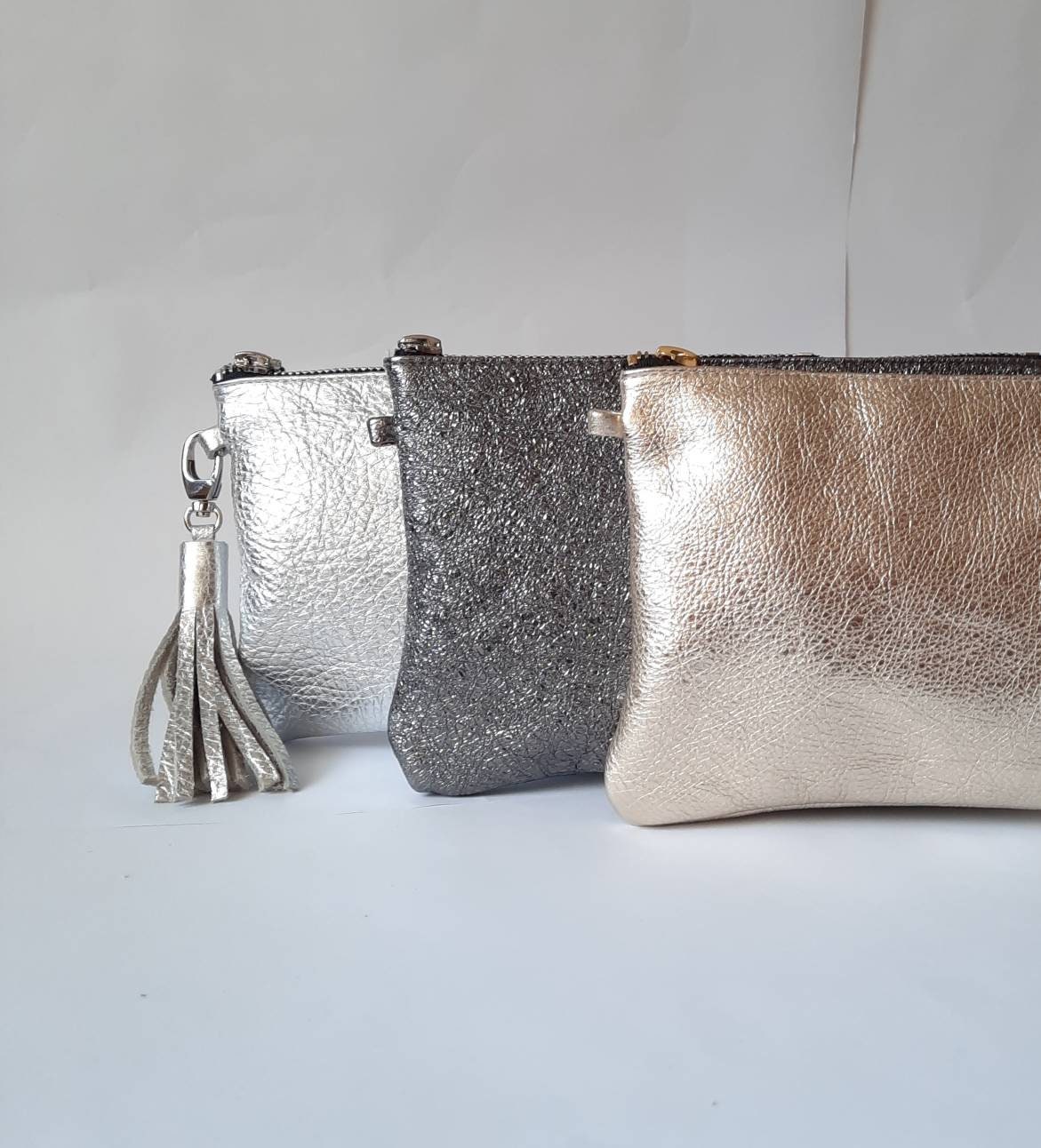 Bottega Veneta Fountain silver- The Pouch Leather Clutch Small – Once Only