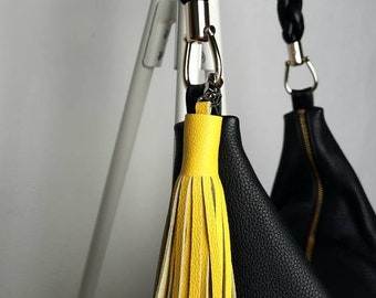 Leather Tassel Keychain: Large Purse Charm