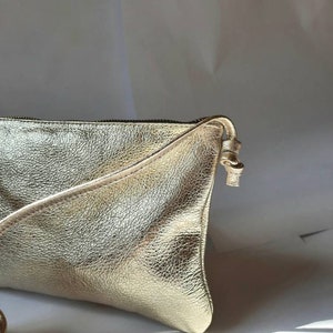 Gold crossbody bag with,mini leather bag, simple bag, small bag, clutch bag, silver pouch, dark silver phone case image 3