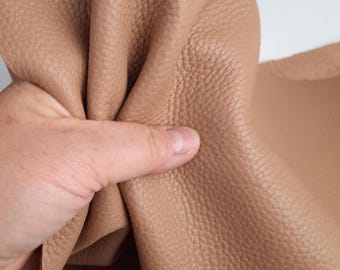 Sand Pebbled Genuine Leather Sheet: Soft Beige Craft Piece