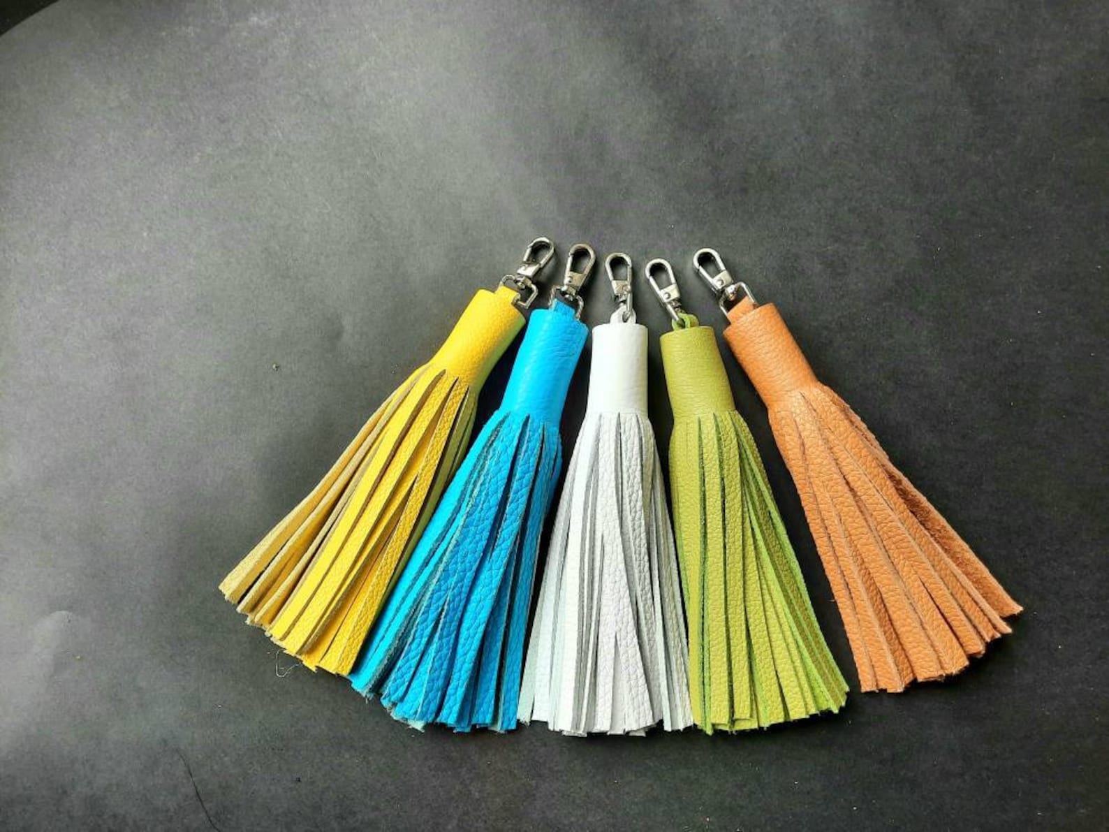 Leather Tassel Keychain.leather Key Fob.leather Tassel Large Etsy