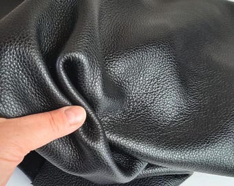 Black Pebbled Genuine Leather Pieces: Craft & Hobby Supplies