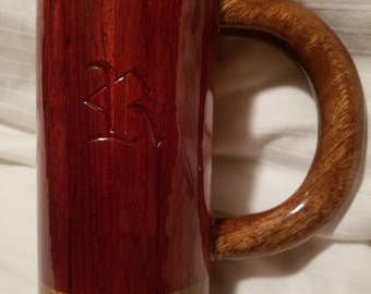 Wooden Mug - Handmade w/ personalized hand carved initials