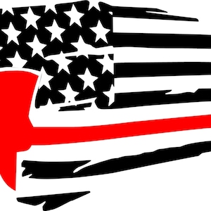Thin Red Line American Flag, Firefighter Vinyl Decal