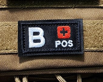 Blood Type Embroidery Patch, Iron-on/Sew-on and Hook and Loop Survival Emblem