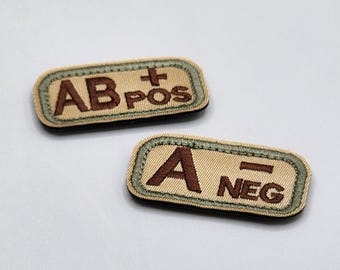 Blood Type Embroidered Patch, First Aid, Medical Iron-on/Sew-on, Hook and Loop Tactical Emblem