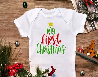 My First Christmas Tree Shirt, Onesie® - Holiday Bodysuit - Christmas Shirt