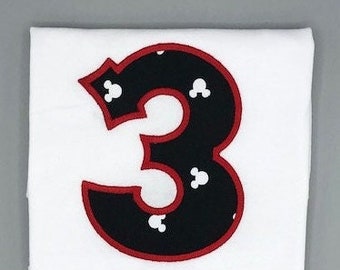 Mickey Pooka Dotted Birthday Shirt, Custom Embroidered Mickey Top