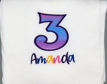 Girls Rainbow Birthday Shirt, Personalized Embroidered Birthday Shirt