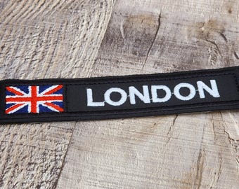 5” x 1” United Kingdom Flag Name Patch, Embroidered Name Tag, Sew-on/Iron-on or Hook & Loop Name Tape, UK Name Badge
