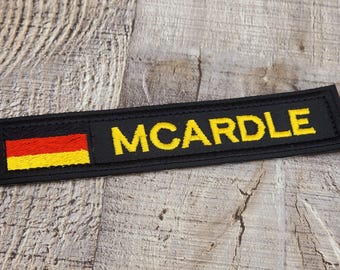 5” x 1” Germany Flag Name Patch, Embroidered Name Tag, Sew-on/Iron-on or Hook & Loop Name Tape, Flag Name Badge